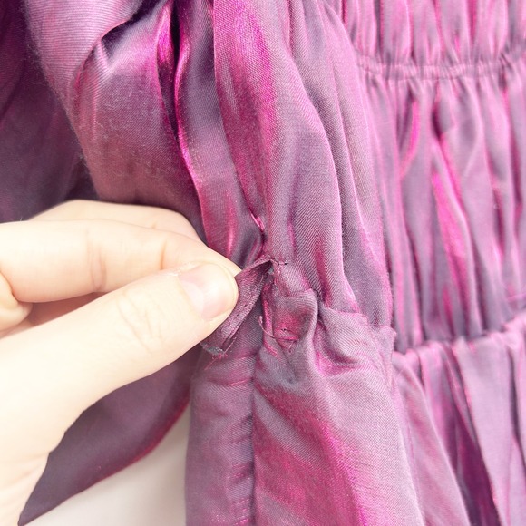 Altar'd State Womens Holographic Purple Amabella Puff Sleeve Mini Dress Size S - Picture 8 of 10